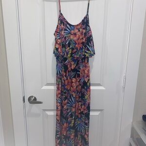 Vibrant Floral Sleeveless Maxi Dress. 228